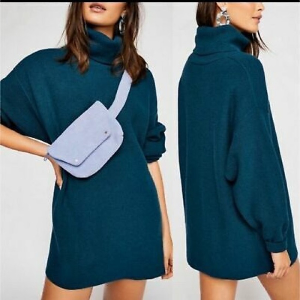 Free People Softly Structured Knit Tunic Deep Jade